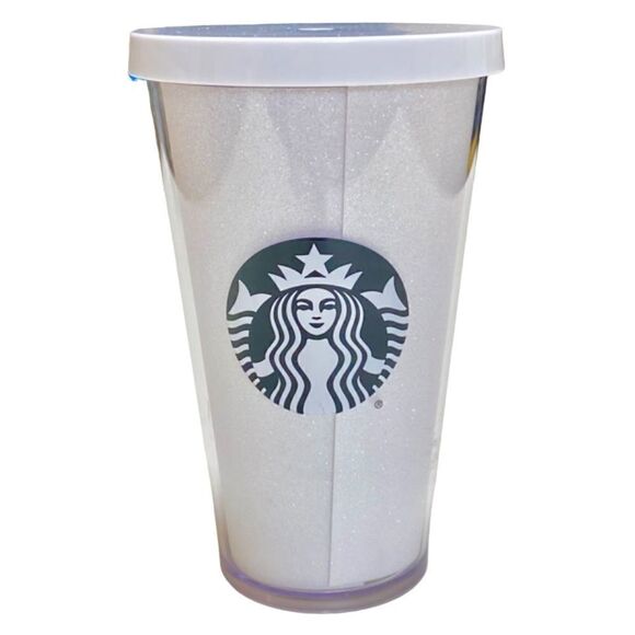 Starbucks Limited Edition Iridescent White Glitter Holiday Cold Cup Tumbler - Picture 1 of 8